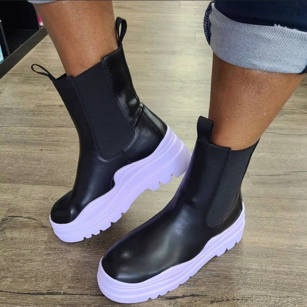 Black and Purple Boots
